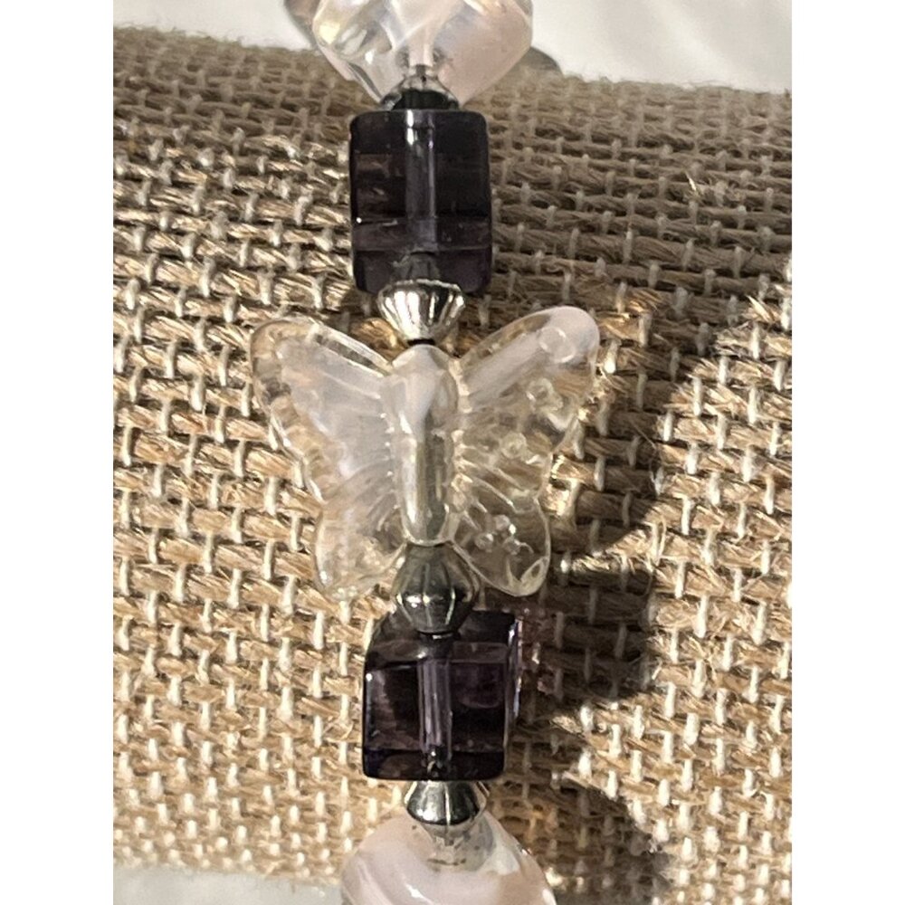 Butterfly & Cube Beaded Bracelet With Heart Toggle Clasp - Picture 2 of 6